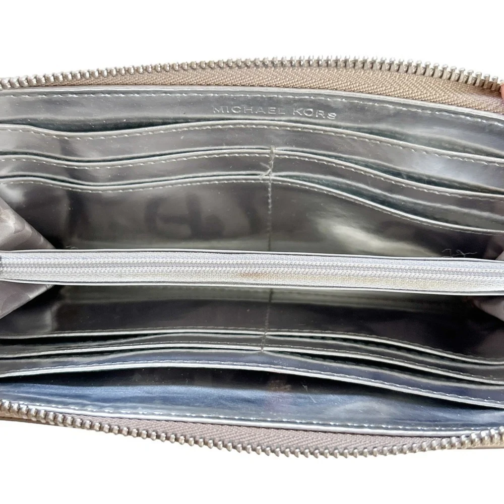 Michael Kors Tan Leather Logo Zip Around Continental Wallet